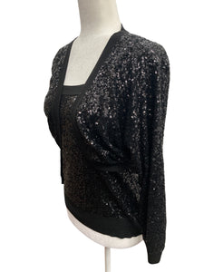 St. John Black Sequin Tank and Bolero Sweater, P