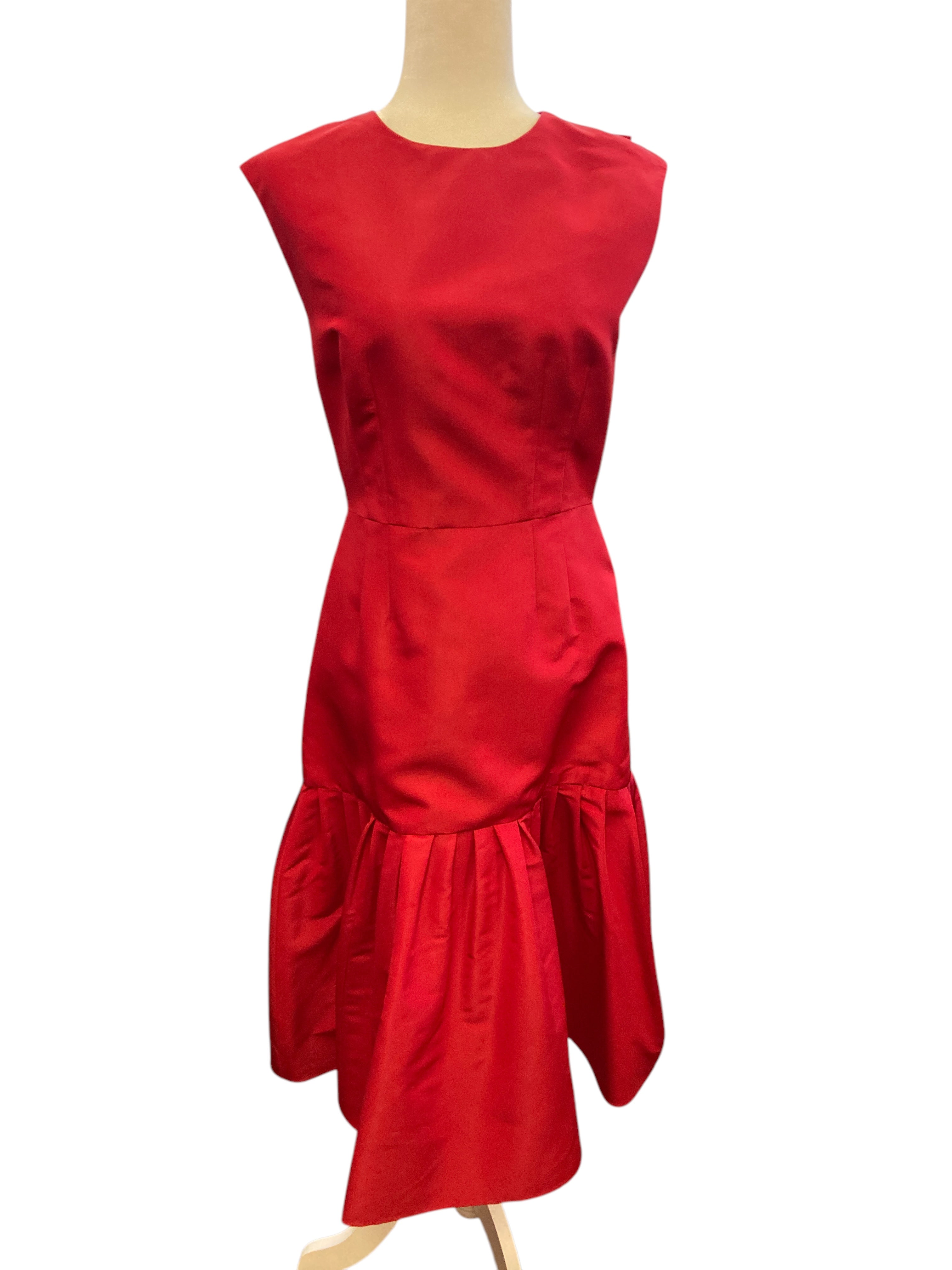 Carolina Herrera Caro Red Silk Keyhole Cap Sleeve Dress, 4