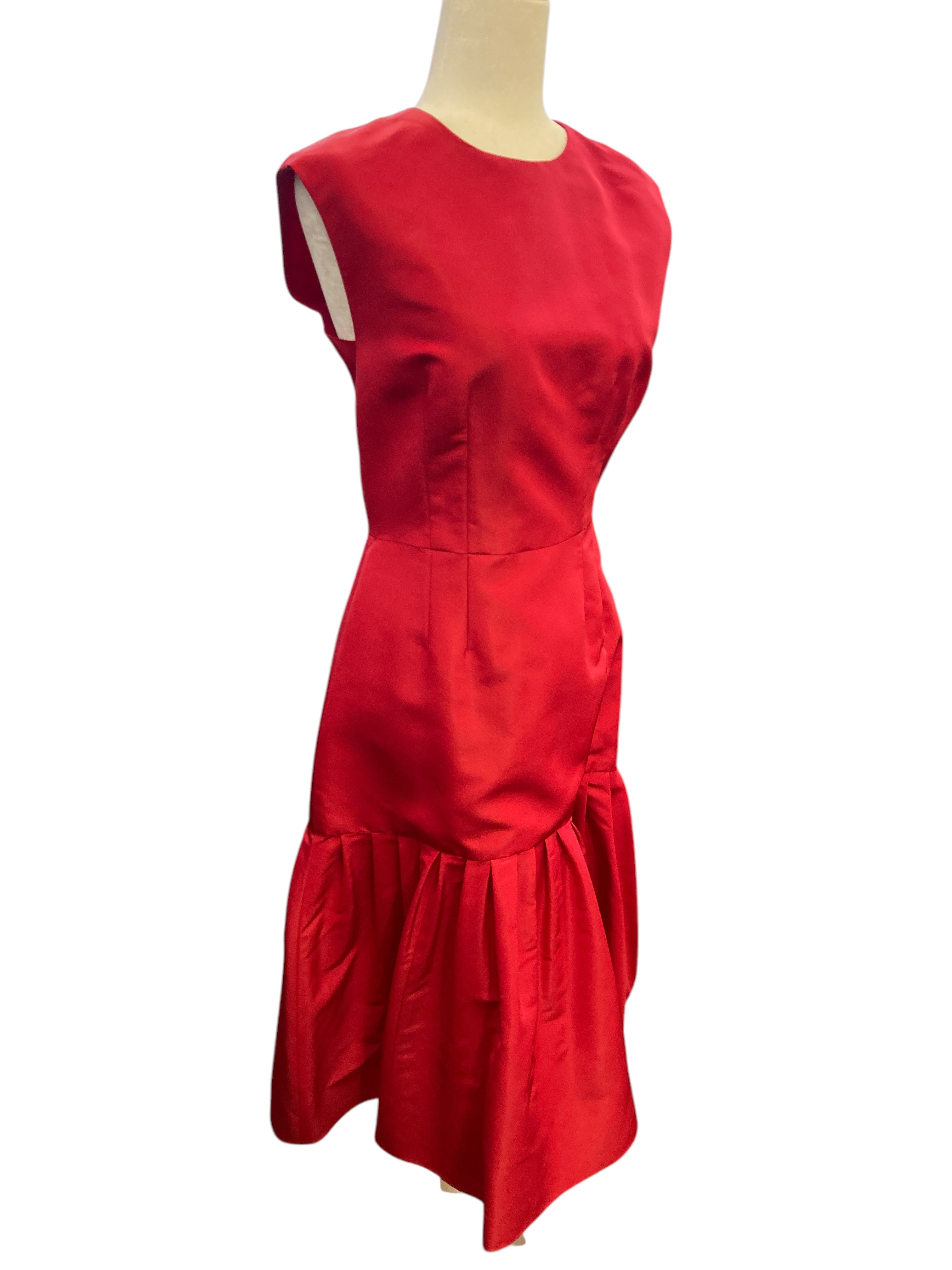 Carolina Herrera Caro Red Silk Keyhole Cap Sleeve Dress, 4