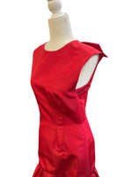 Load image into Gallery viewer, Carolina Herrera Caro Red Silk Keyhole Cap Sleeve Dress, 4
