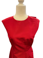 Load image into Gallery viewer, Carolina Herrera Caro Red Silk Keyhole Cap Sleeve Dress, 4
