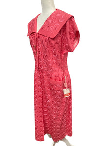 Vintage Pink Rayon Deadstock Embroidered Dress, M/L