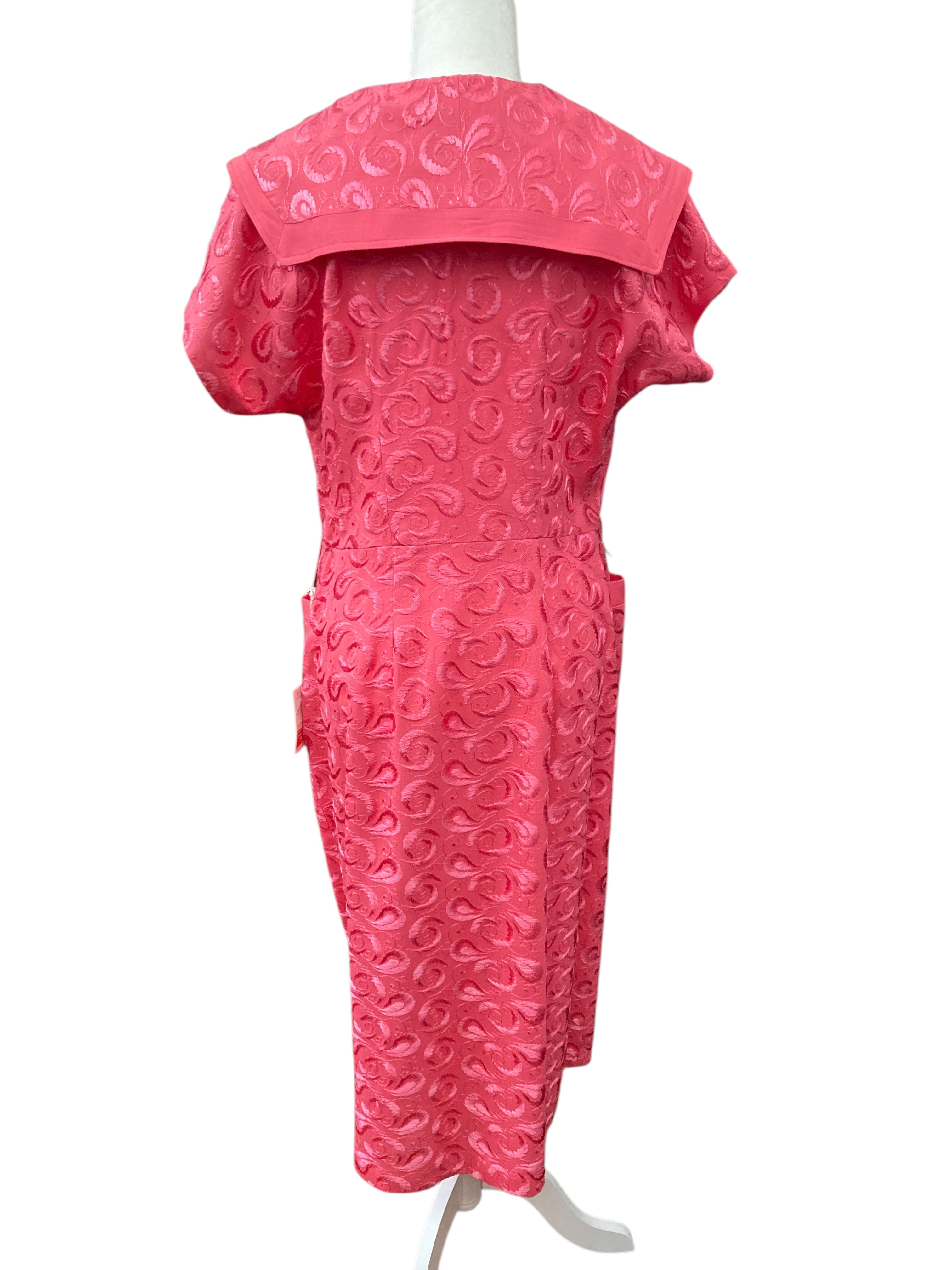 Vintage Pink Rayon Deadstock Embroidered Dress, M/L