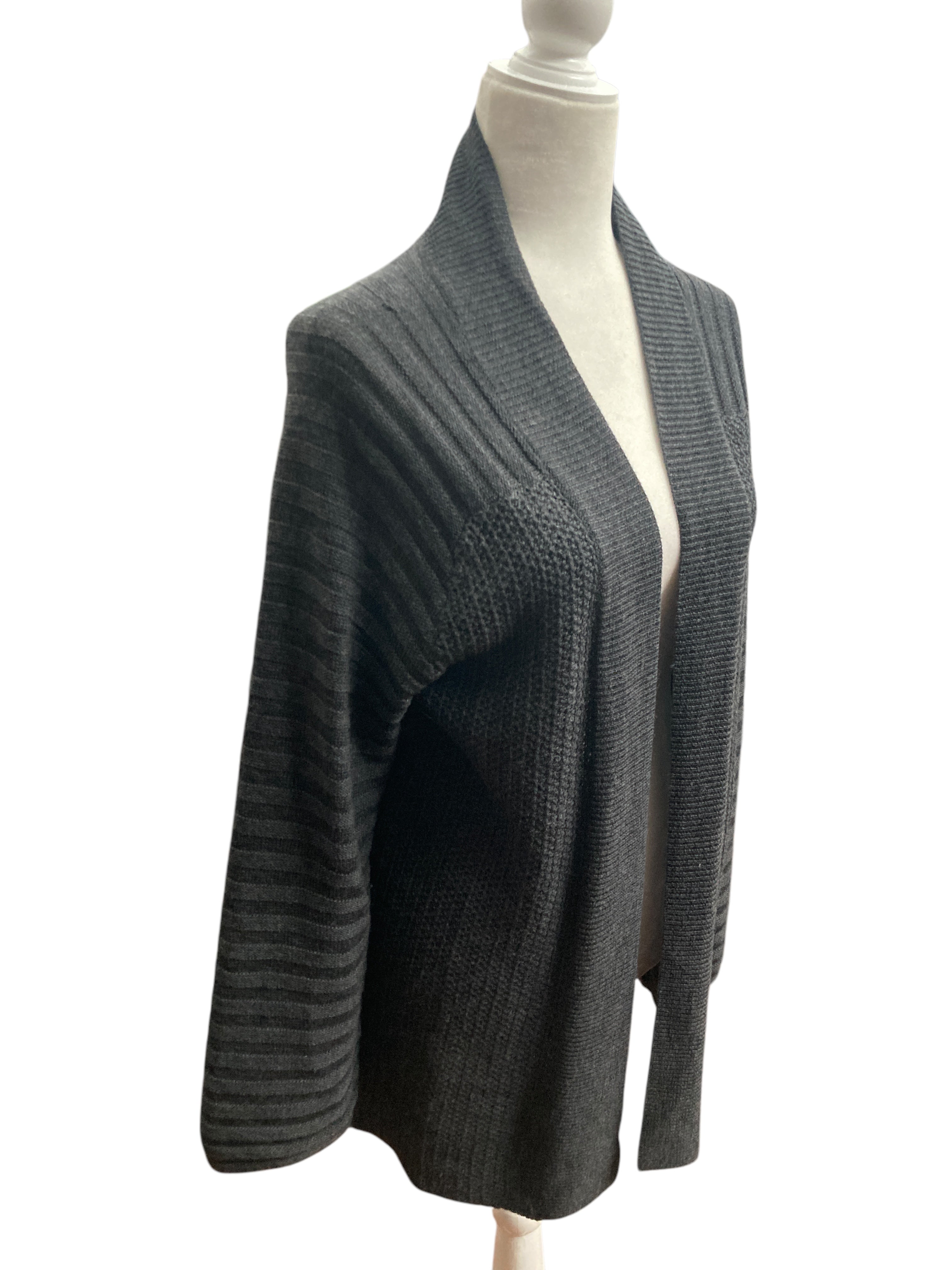 Worth Charcoal Wool Open Cardigan, P