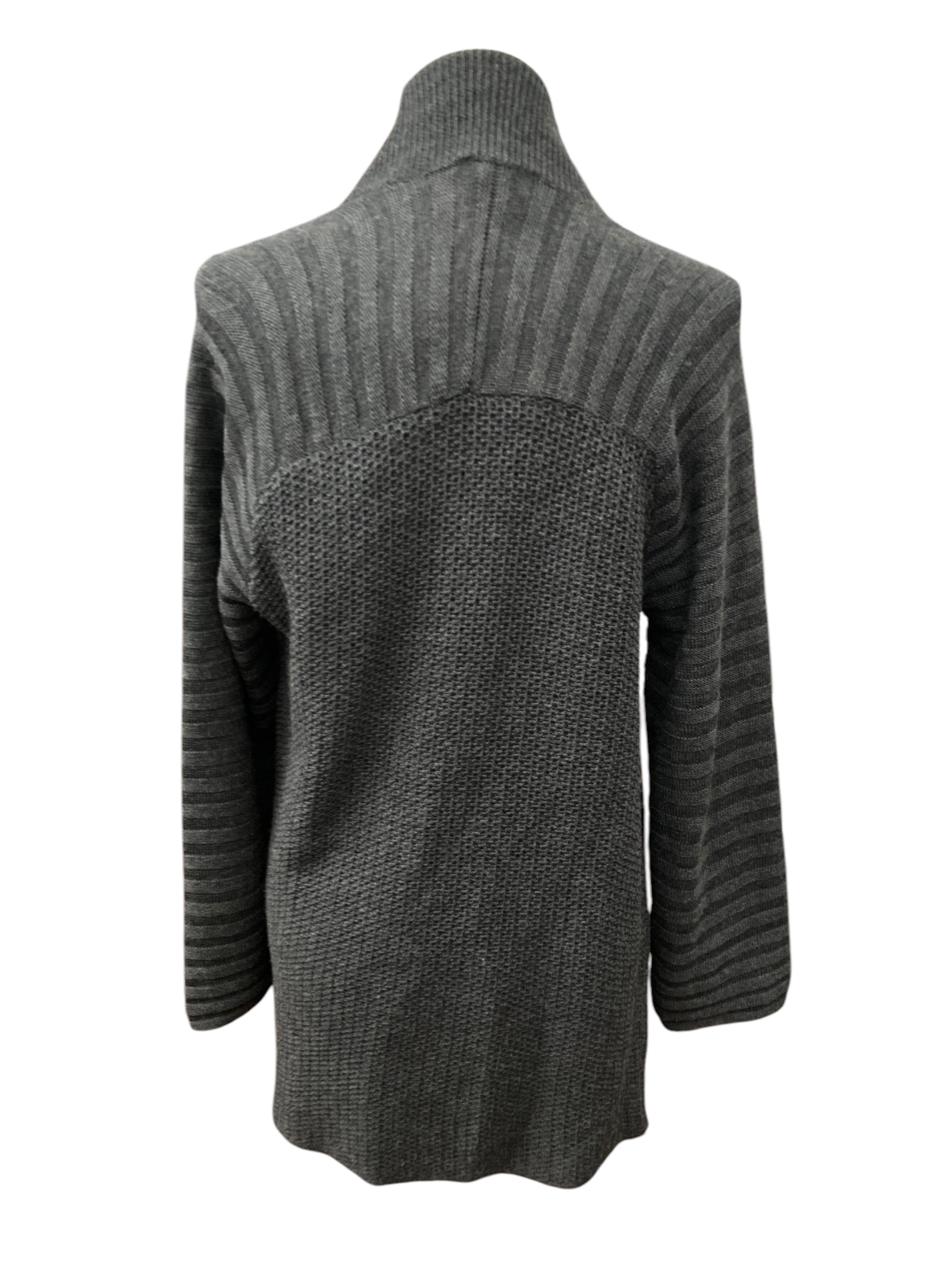 Worth Charcoal Wool Open Cardigan, P