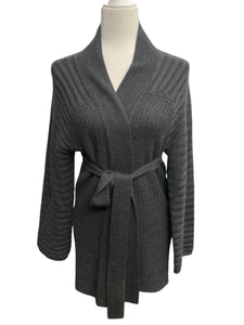 Worth Charcoal Wool Open Cardigan, P