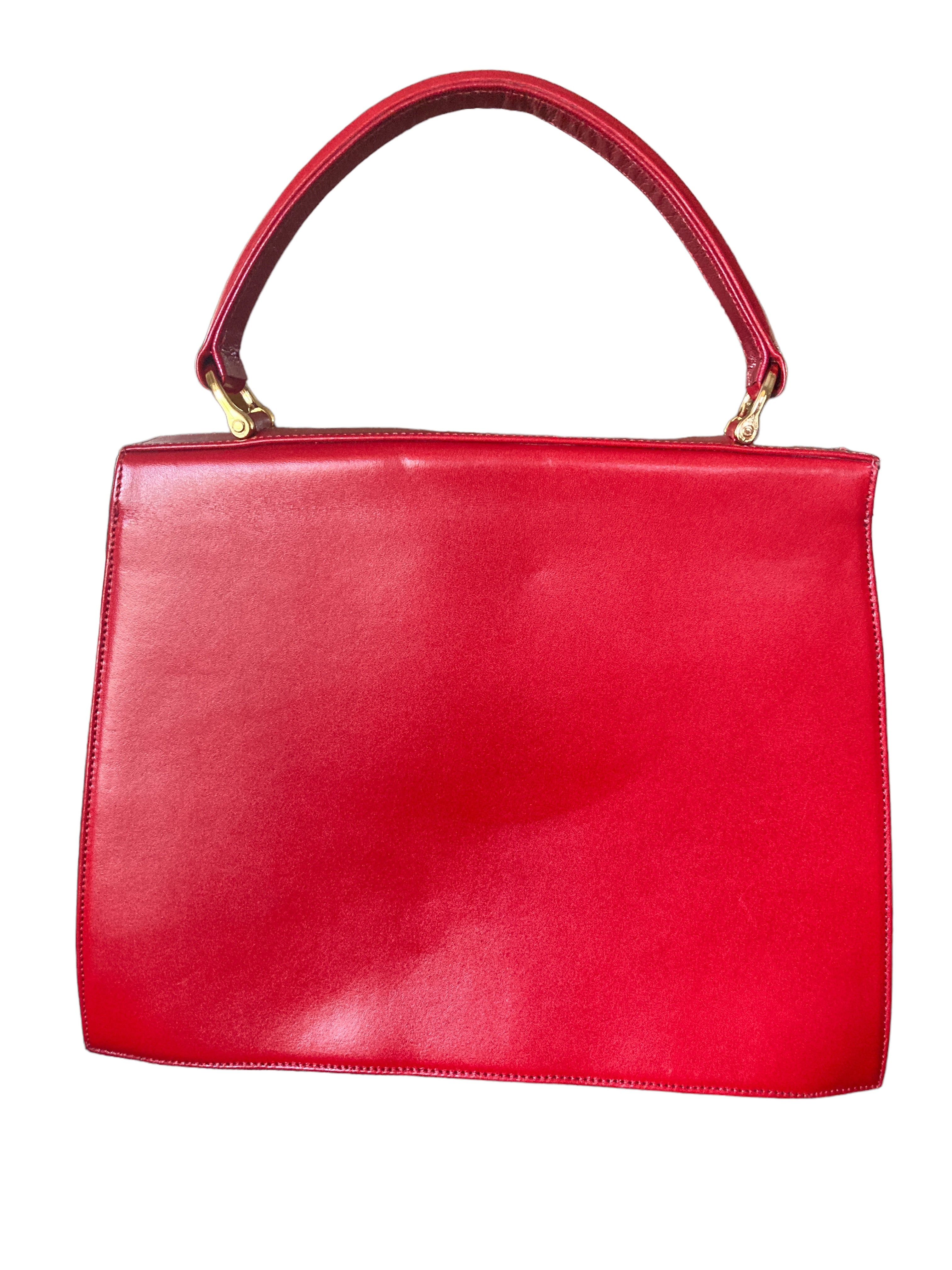 Plato Custom French Calf Leather Red Purse with Crossbody Strap