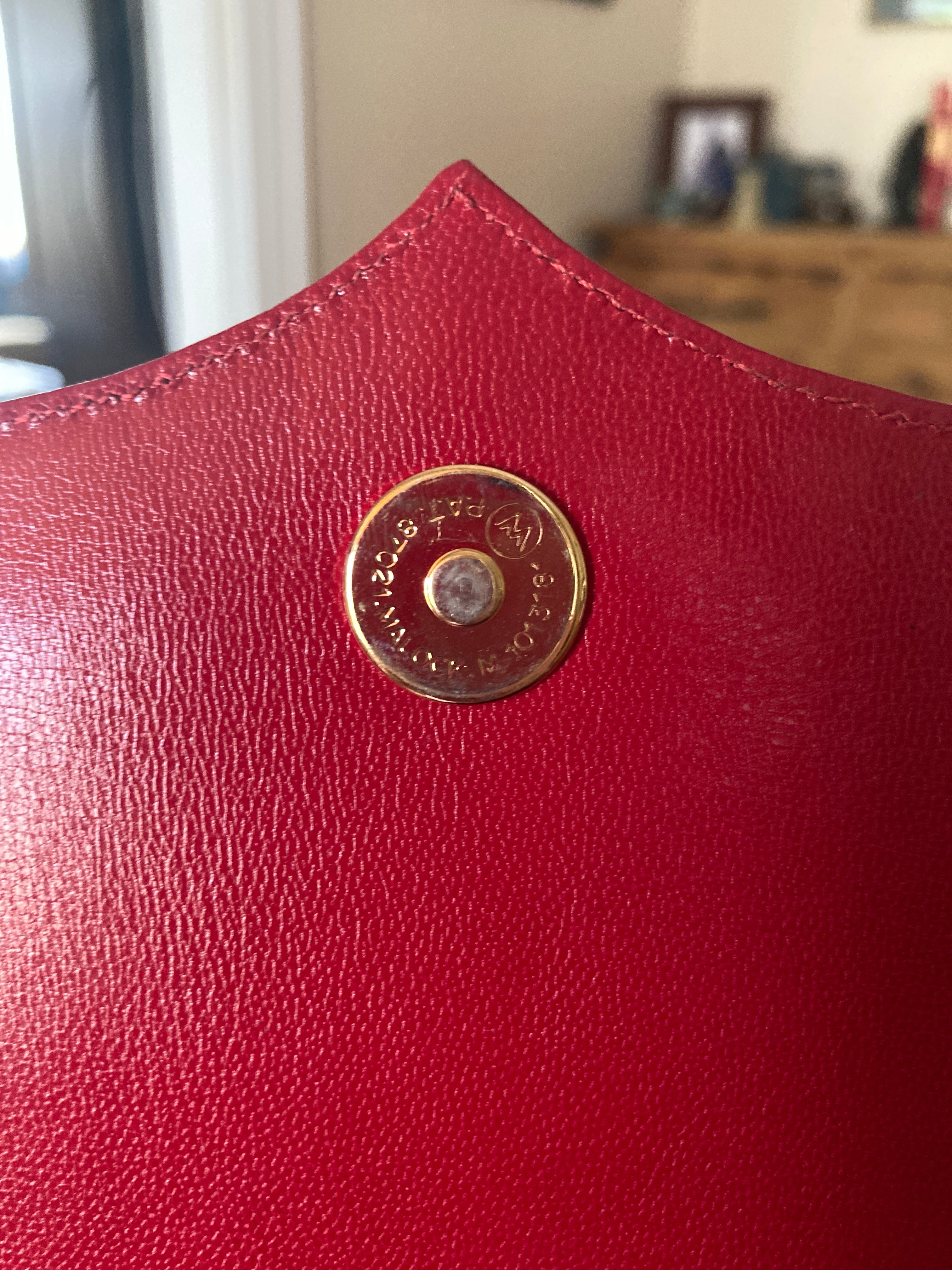 Plato Custom French Calf Leather Red Purse with Crossbody Strap