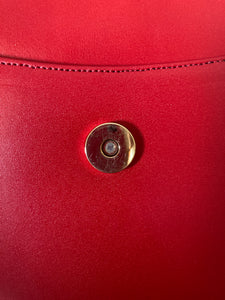 Plato Custom French Calf Leather Red Purse with Crossbody Strap