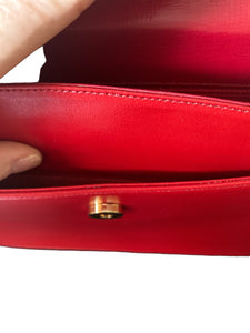 Plato Custom French Calf Leather Red Purse with Crossbody Strap