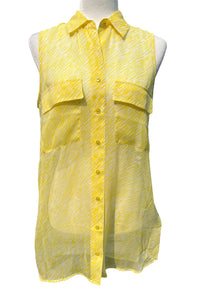 Equipment "Sleeveless Slim" Women's Signature Silk Canary Blouse, XS