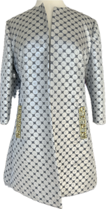 Sara Campbell Light Grey Coat with Jewel Detail, 10
