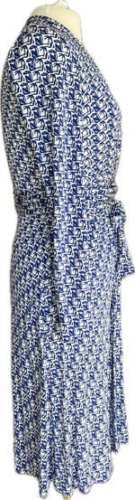 Load image into Gallery viewer, Issa London Blue and White Print Wrap Dress, 8
