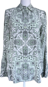 Equipment Mint Green and Black Paisley Silk Shirt, S