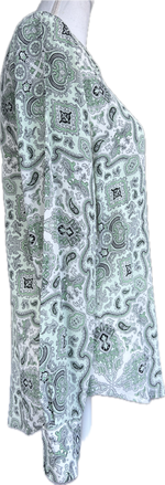 Load image into Gallery viewer, Equipment Mint Green and Black Paisley Silk Shirt, S
