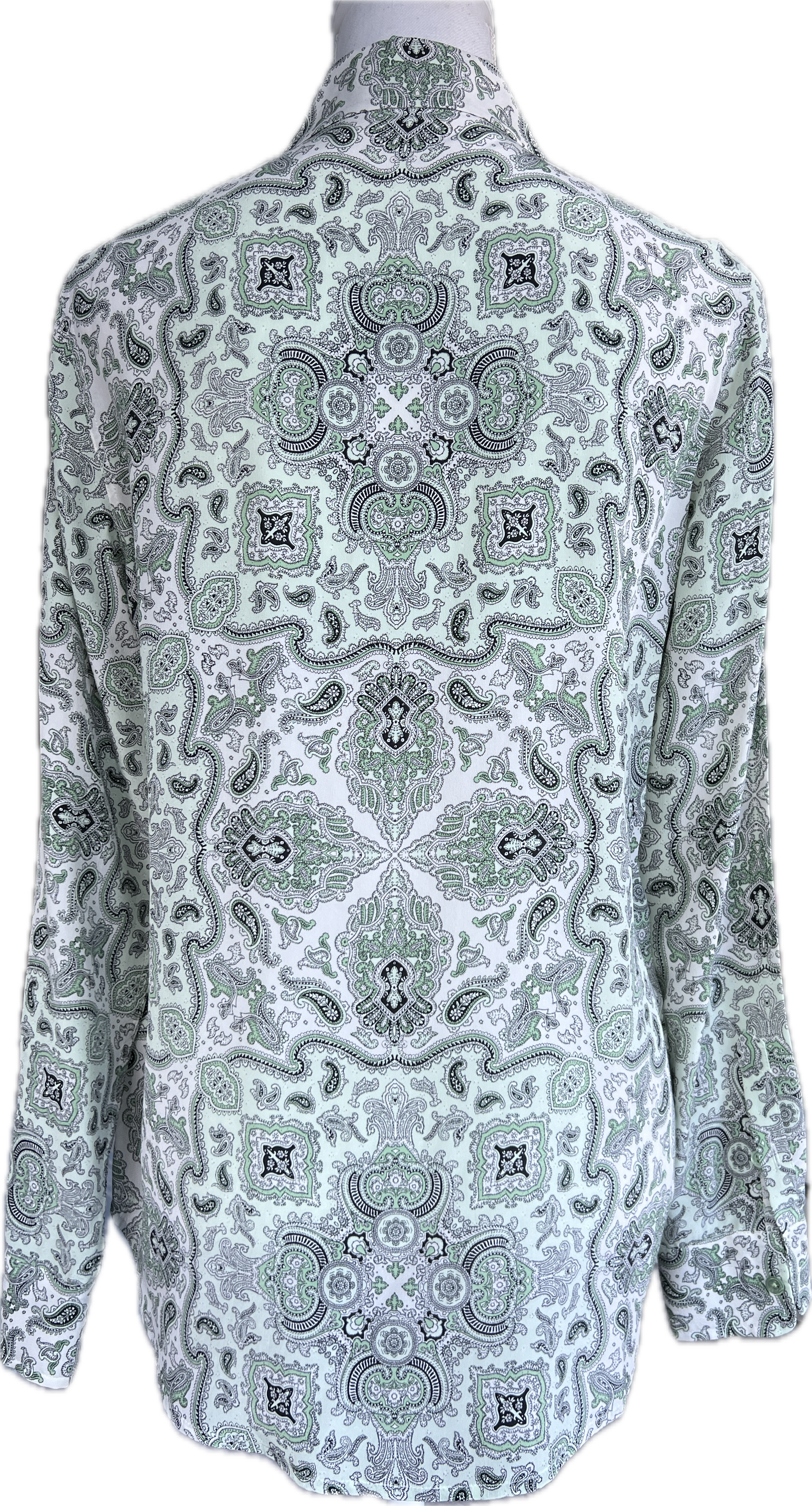 Equipment Mint Green and Black Paisley Silk Shirt, S