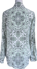 Load image into Gallery viewer, Equipment Mint Green and Black Paisley Silk Shirt, S
