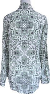 Equipment Mint Green and Black Paisley Silk Shirt, S