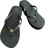 Load image into Gallery viewer, Tory Burch Black Logo Wedge Slide Sandals, 8
