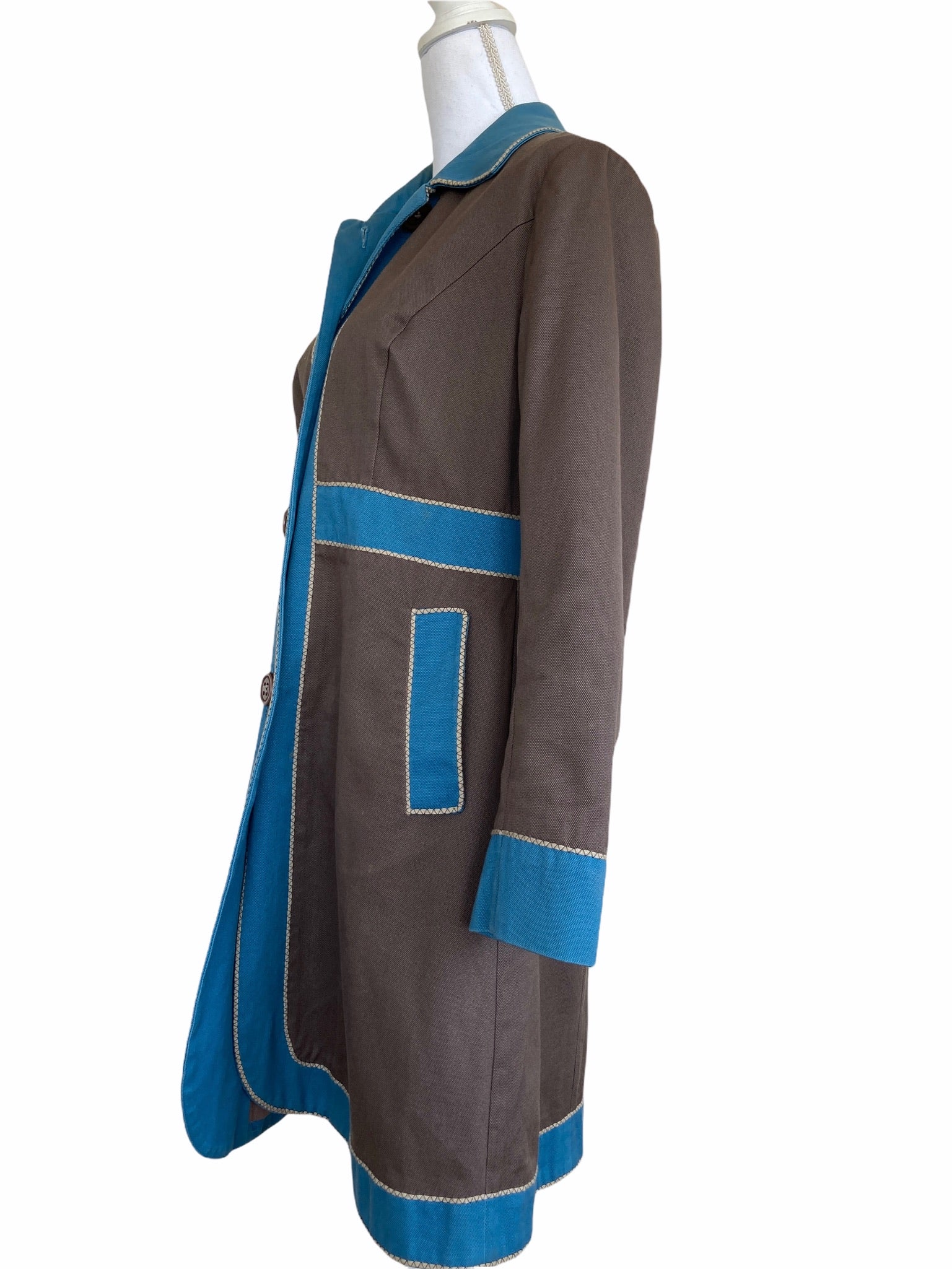 Boden Brown and Blue Colorblock Coat, 10