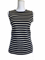 Load image into Gallery viewer, J. Crew Navy and White Striped Cashmere Sleeveless Sweater, M
