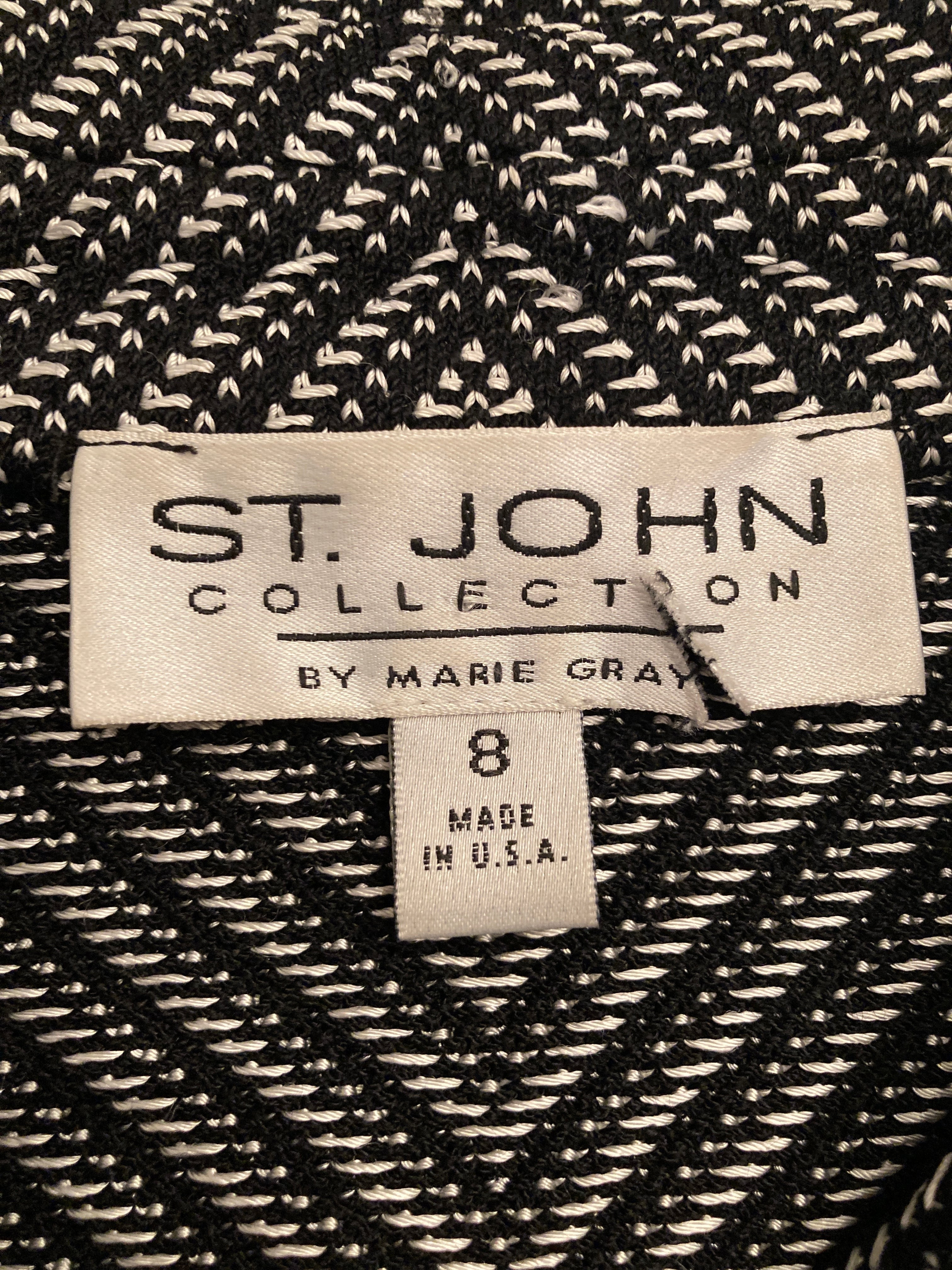 St. John Black and Ivory Knit Blazer, 8