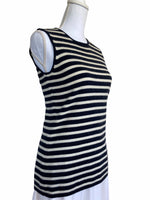 Load image into Gallery viewer, J. Crew Navy and White Striped Cashmere Sleeveless Sweater, M
