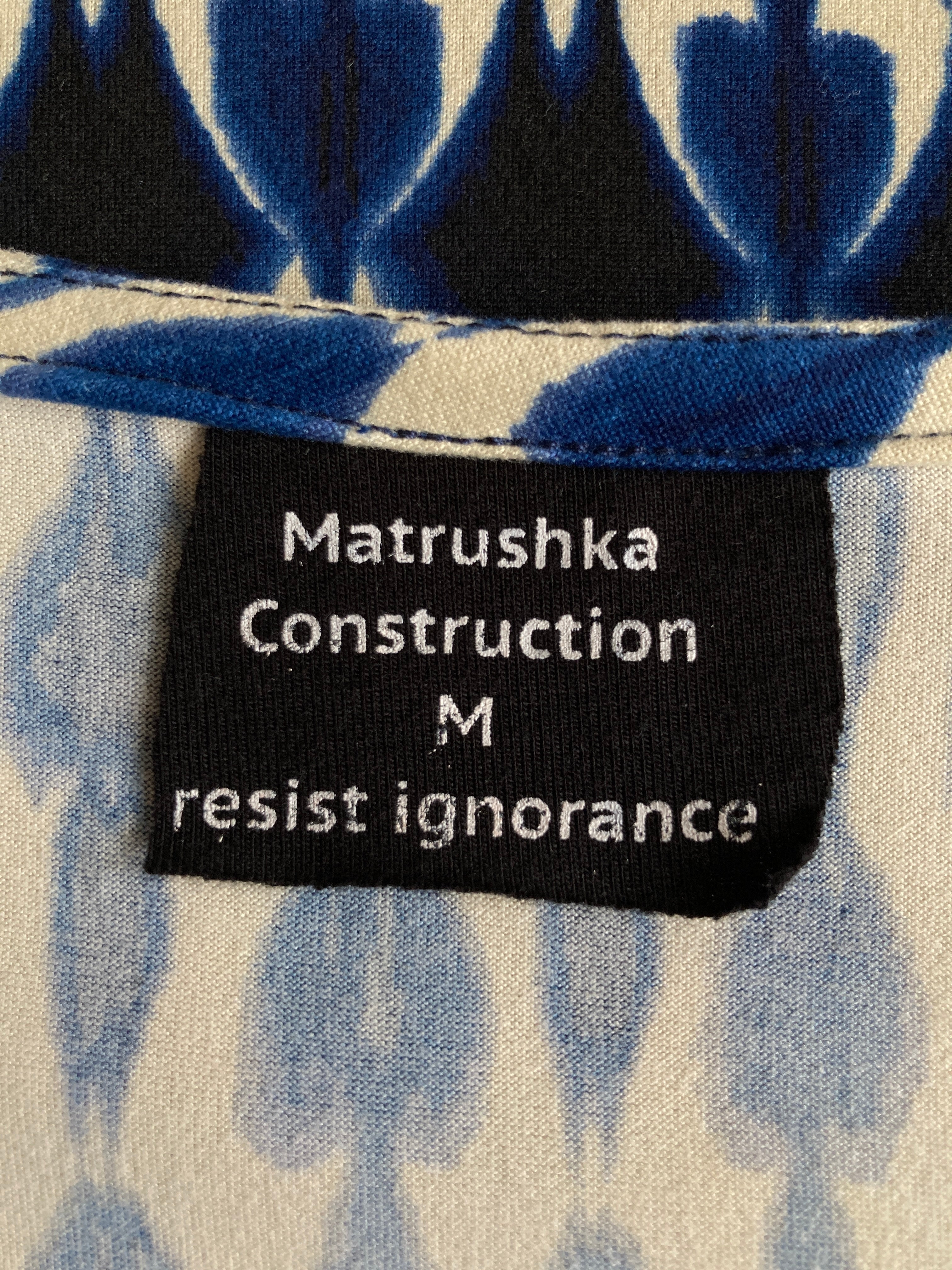 Matrushka Blue and Cream Print Tunic, M