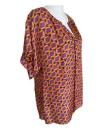 Load image into Gallery viewer, Lafayette Silk Orange and Purple Top, 8
