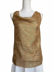 J. Crew Gold Jacquard Sleeveless Top, 0