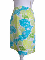 Load image into Gallery viewer, Lilly Pulitzer Aqua and Yellow Cotton Skirt, 10
