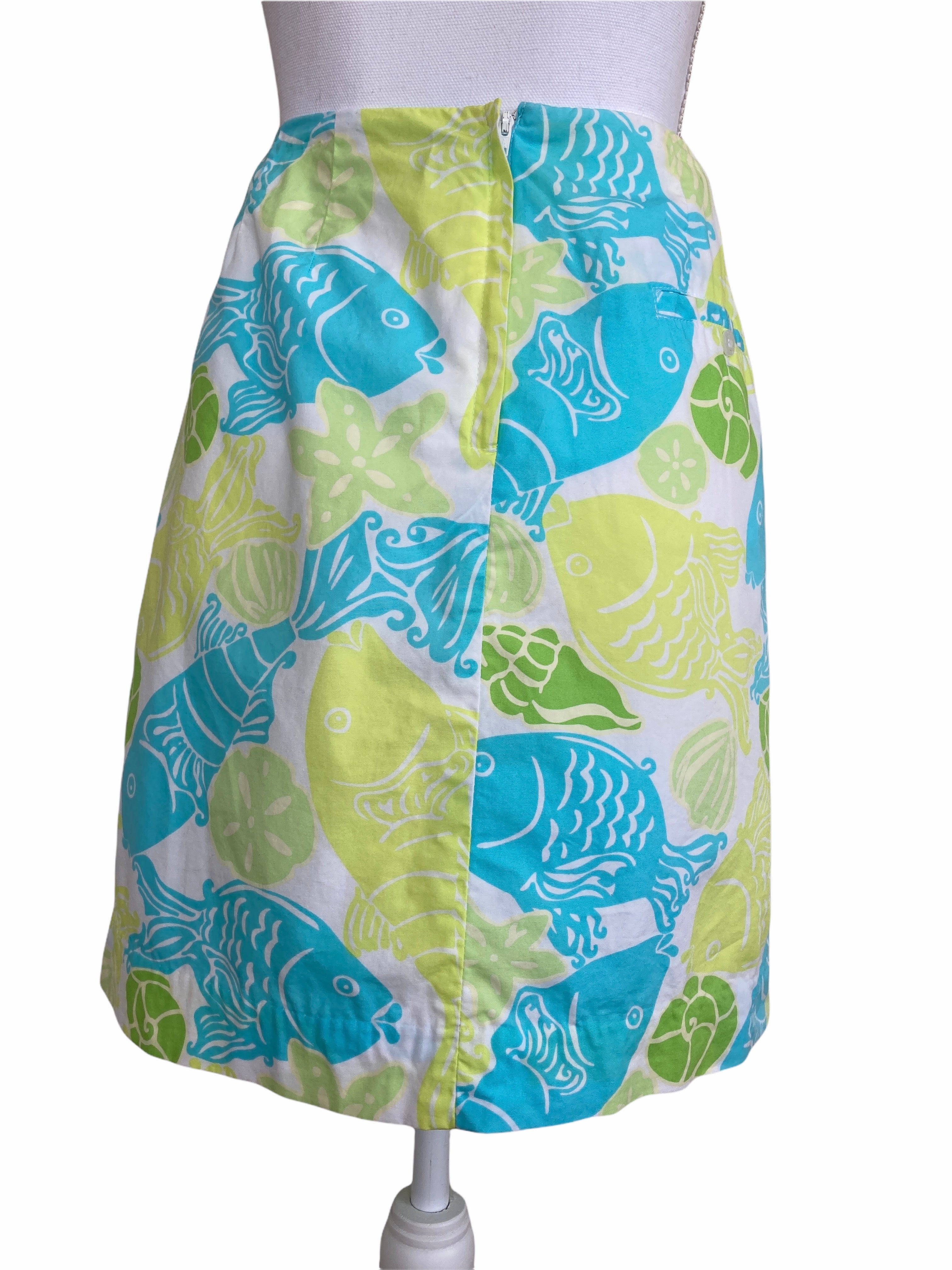 Lilly Pulitzer Aqua and Yellow Cotton Skirt, 10