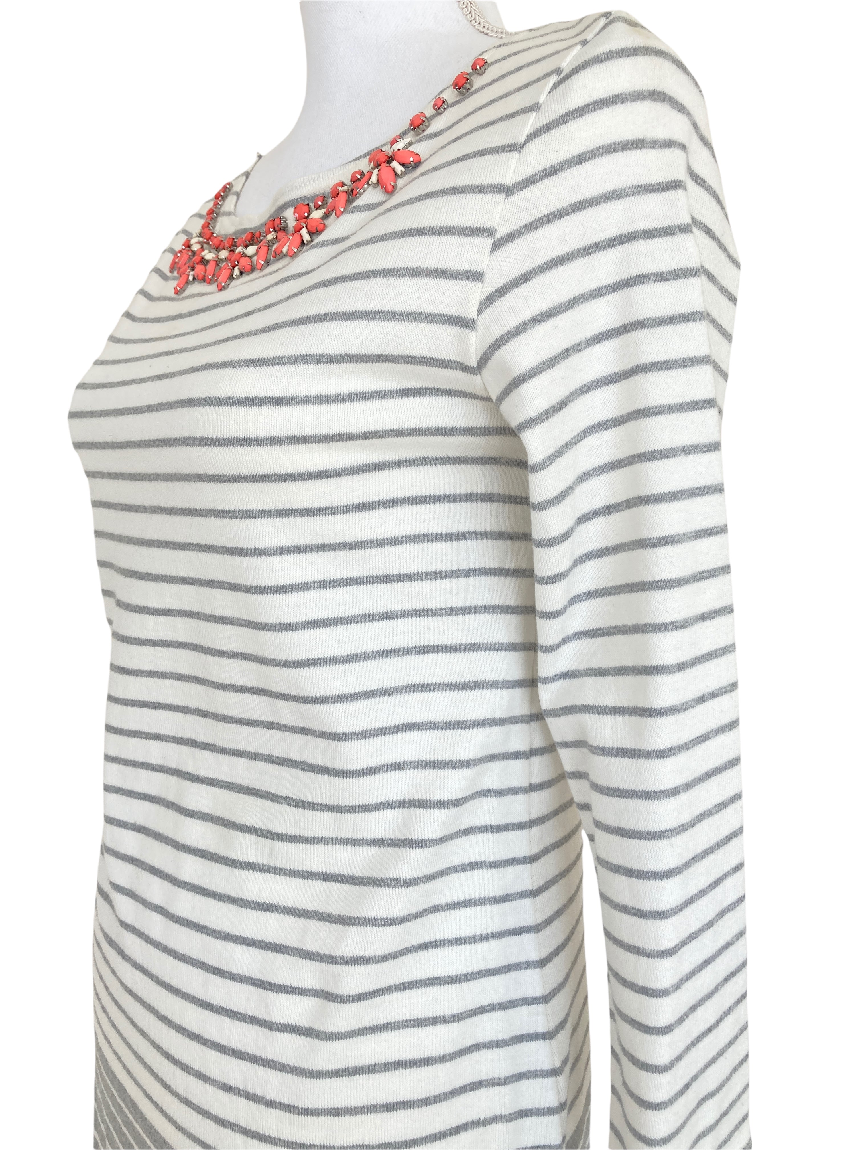 Joules Grey and Ivory Striped Dress, 6
