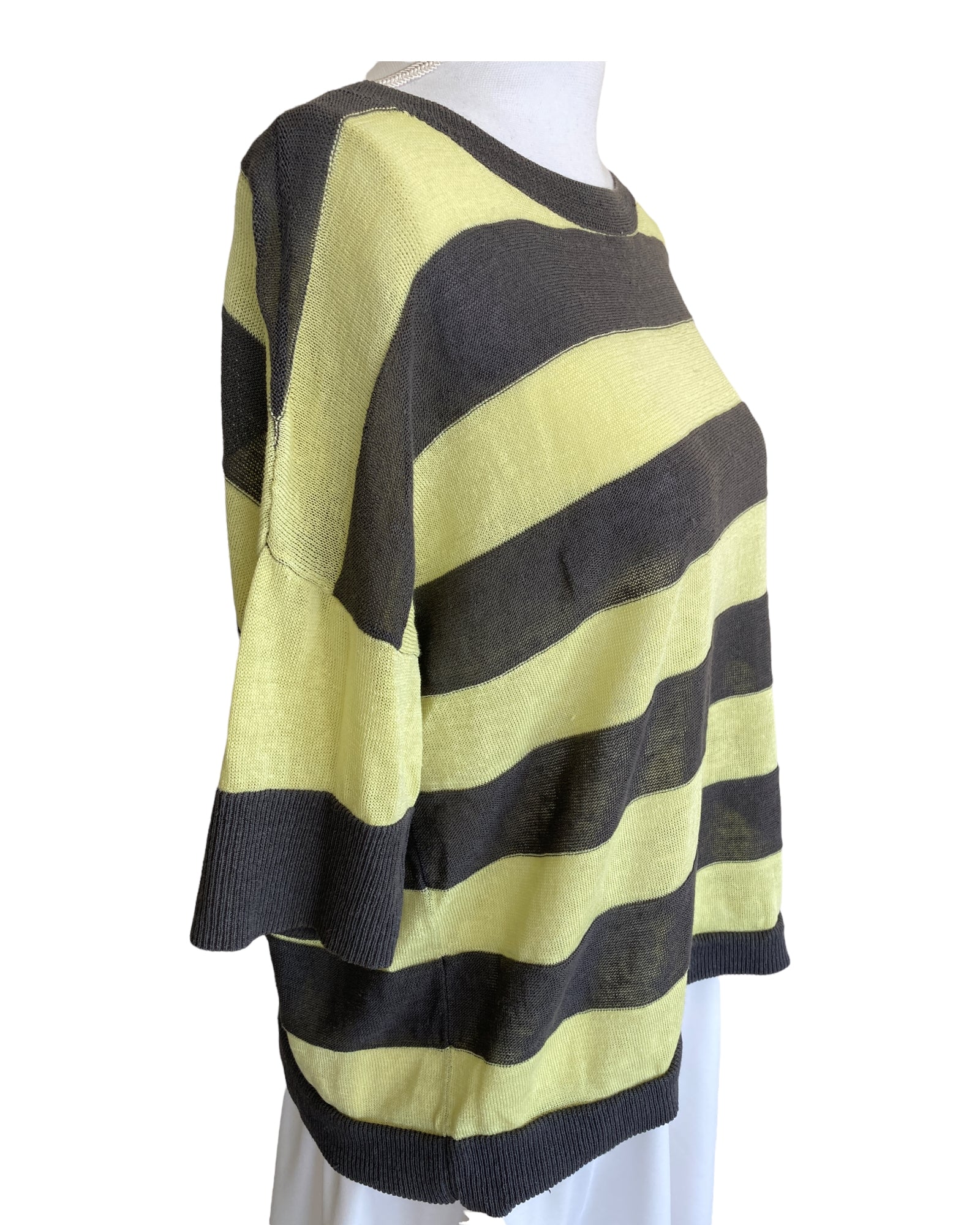 Milly Brown and Yellow Striped Sweater Top, M