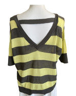 Load image into Gallery viewer, Milly Brown and Yellow Striped Sweater Top, M
