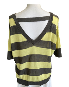 Milly Brown and Yellow Striped Sweater Top, M