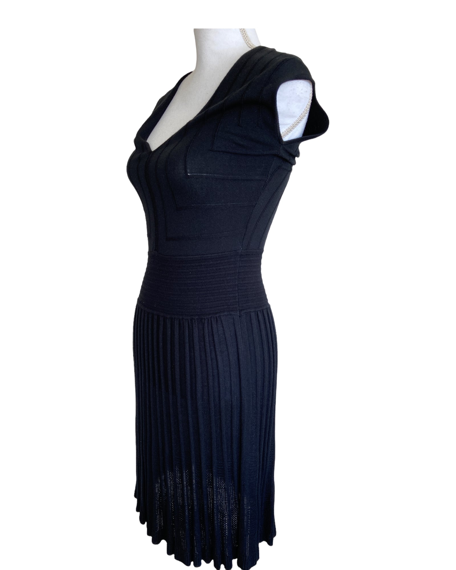 Max Studio Black Stretch Cap Sleeve Dress, S