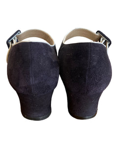 Yanko Black Suede Mary Jane Shoes, 6.5