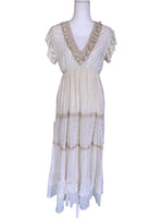 Load image into Gallery viewer, Z &amp; L Ivory Boho Tiered Maxi Dress, S
