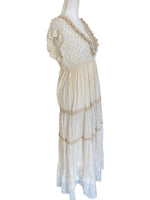 Load image into Gallery viewer, Z &amp; L Ivory Boho Tiered Maxi Dress, S
